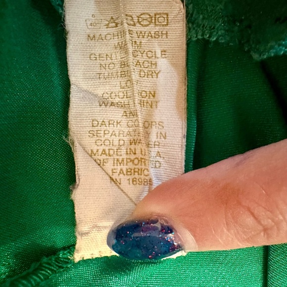 Vintage 80s/90s Emerald Satin Chemise with Lace Detail Large - Picture 3 of 7